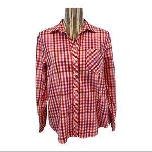 Vineyard Vines cashmere blend red, pink, & white plaid checkered long sleeve top